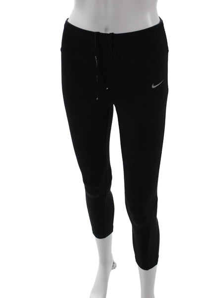 Nike Women Ankle Cropped Black Polyester Blend Sports Leggings Size XS