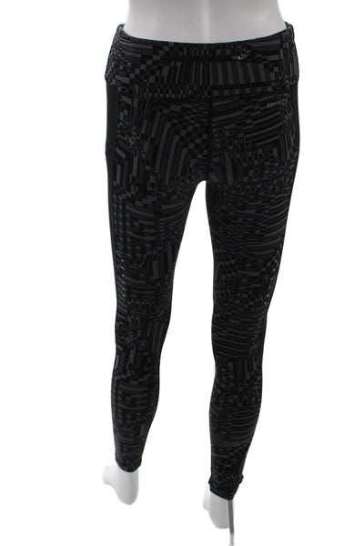 Nike Women Ankle Leggings Black Geometric Polyester Blend Size XS