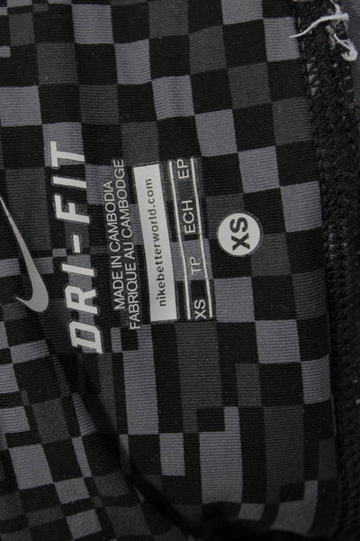 Nike Women Ankle Leggings Black Geometric Polyester Blend Size XS