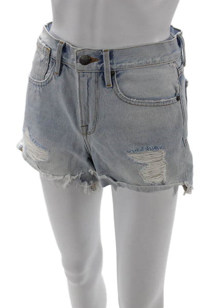 Frame Denim Unisex Light Blue Cotton Beach Shorts Size 23