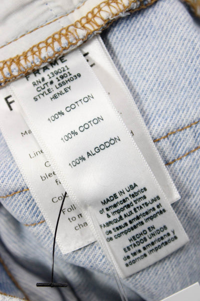 Frame Denim Unisex Light Blue Cotton Beach Shorts Size 23