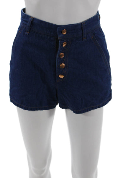 Rag & Bone Unisex Dark Blue 100% Cotton 90s Solid Button Shorts Size 00