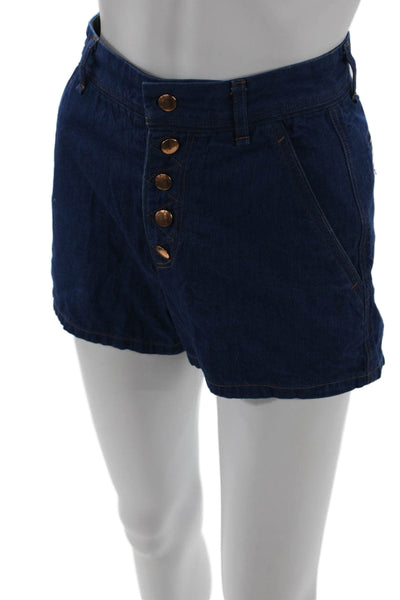 Rag & Bone Unisex Dark Blue 100% Cotton 90s Solid Button Shorts Size 00