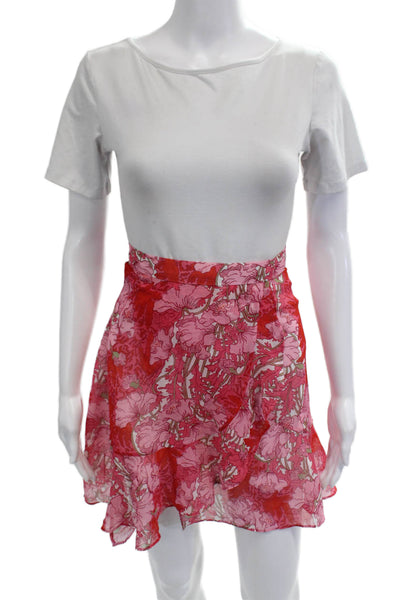 Carven Womens A-Line Mini Skirt Pink Floral 100% Polyester Size 34