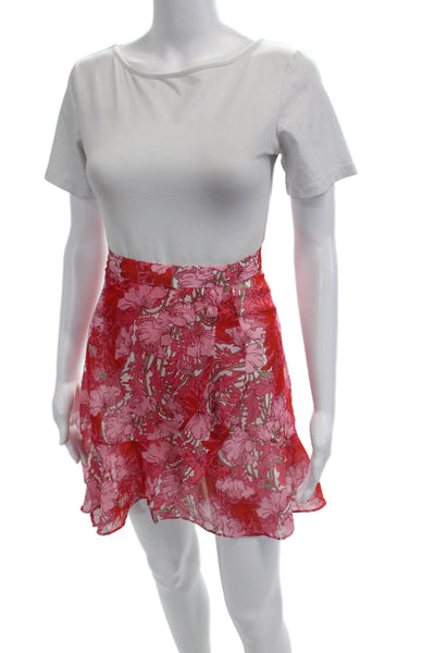Carven Womens A-Line Mini Skirt Pink Floral 100% Polyester Size 34