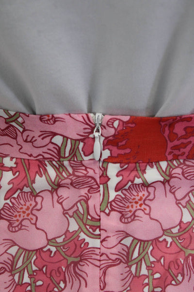 Carven Womens A-Line Mini Skirt Pink Floral 100% Polyester Size 34