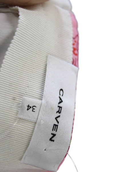 Carven Womens A-Line Mini Skirt Pink Floral 100% Polyester Size 34