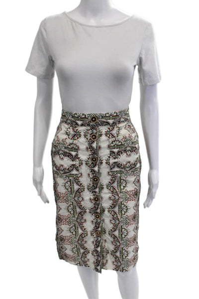 Maeve Anthropologie Womens Straight Pencil Paisley Skirt White Size 0