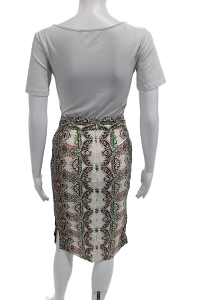 Maeve Anthropologie Womens Straight Pencil Paisley Skirt White Size 0