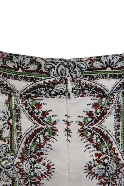 Maeve Anthropologie Womens Straight Pencil Paisley Skirt White Size 0