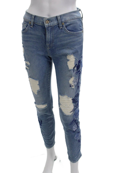 7 For All Mankind Womens Ankle Skinny Light Blue Jeans Size 25