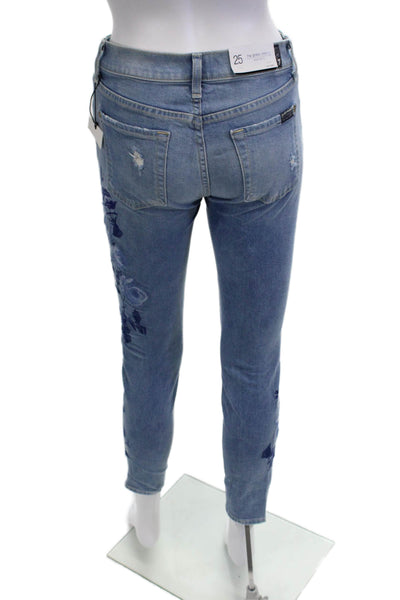 7 For All Mankind Womens Ankle Skinny Light Blue Jeans Size 25