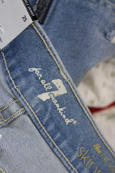 7 For All Mankind Womens Ankle Skinny Light Blue Jeans Size 25