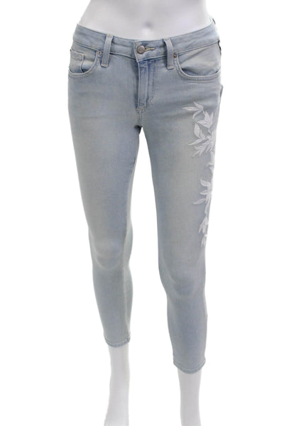 Joe's Collection Womens Skinny Cropped Ankle Light Blue Floral Jeans Size 24