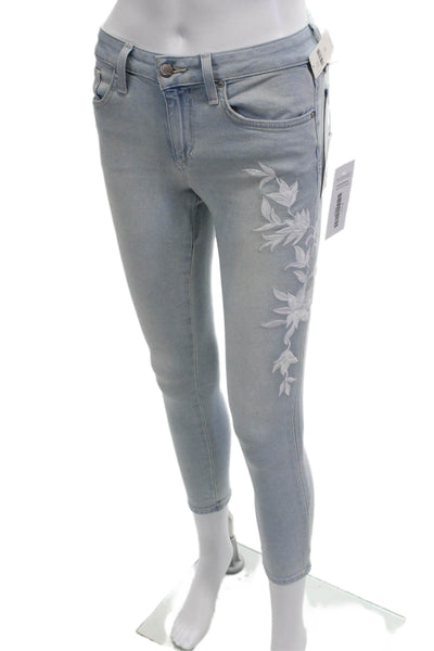 Joe's Collection Womens Skinny Cropped Ankle Light Blue Floral Jeans Size 24