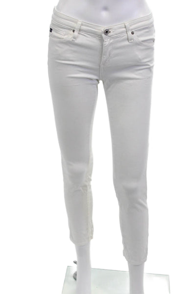 AG Adriano Goldschmied Women Ankle Skinny Jeans White Button Size 25