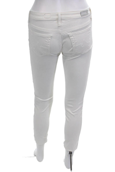AG Adriano Goldschmied Women Ankle Skinny Jeans White Button Size 25
