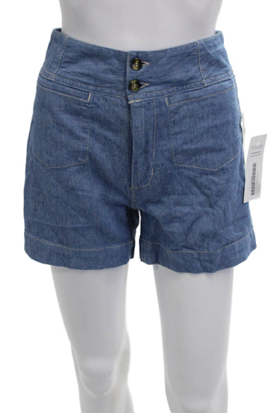 Pilcro and the Letterpress Anthropologie Unisex Blue Cotton Linen Shorts Size 0