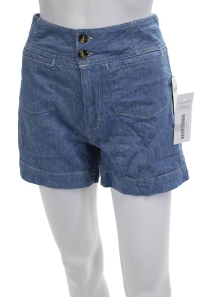 Pilcro and the Letterpress Anthropologie Unisex Blue Cotton Linen Shorts Size 0