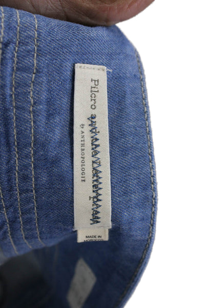 Pilcro and the Letterpress Anthropologie Unisex Blue Cotton Linen Shorts Size 0