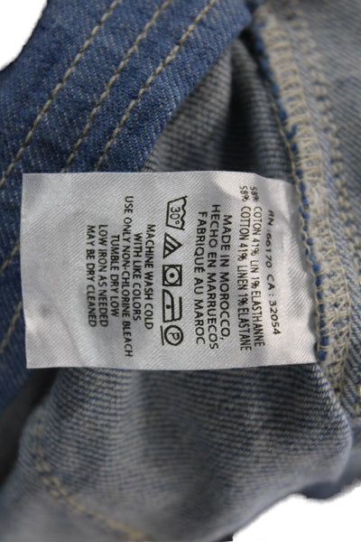 Pilcro and the Letterpress Anthropologie Unisex Blue Cotton Linen Shorts Size 0