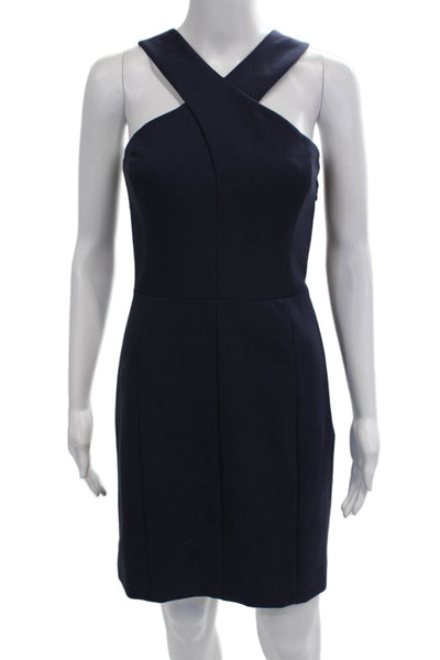 Elizabeth & James Women Sheath Dress Dark Blue Sleeveless Zip Knee Size 4