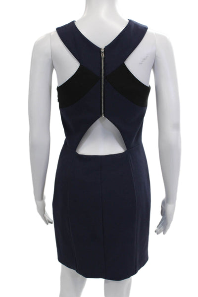 Elizabeth & James Women Sheath Dress Dark Blue Sleeveless Zip Knee Size 4