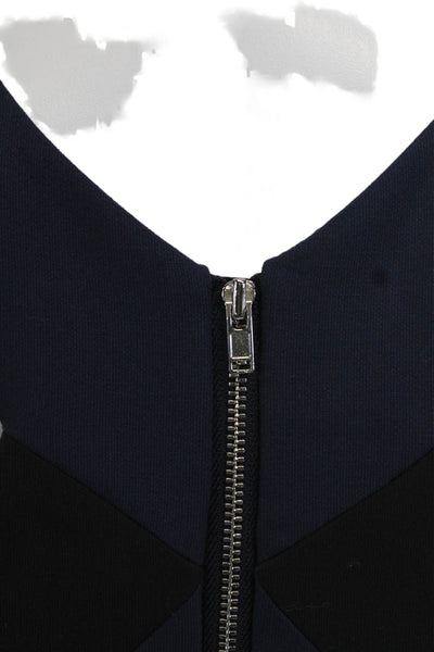 Elizabeth & James Women Sheath Dress Dark Blue Sleeveless Zip Knee Size 4