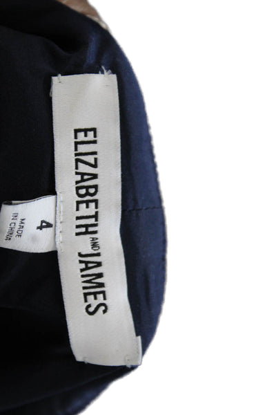 Elizabeth & James Women Sheath Dress Dark Blue Sleeveless Zip Knee Size 4