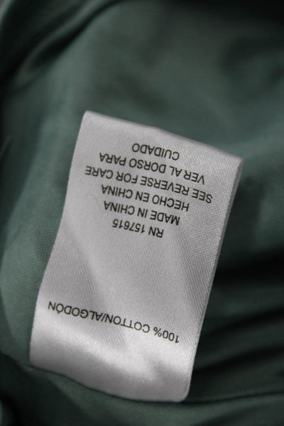 Joie Women Shirt Dress Mini Green High Neck Short Sleeve Cotton Size 2