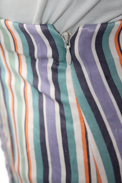 Maeve Anthropologie Womens A-Line Striped Midi Skirt Blue Viscose Size 0