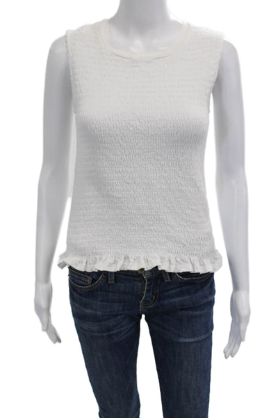 Jason Wu Women Sleeveless Basic Tank White Cotton Crew Neck Size S