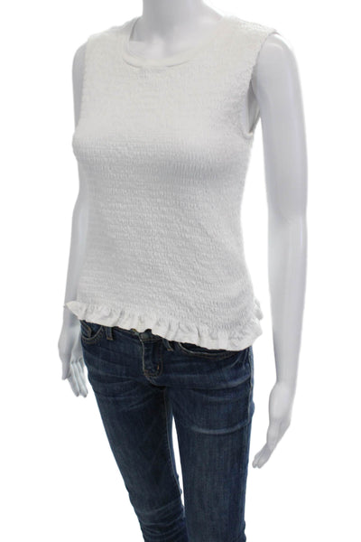 Jason Wu Women Sleeveless Basic Tank White Cotton Crew Neck Size S