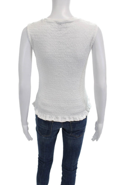 Jason Wu Women Sleeveless Basic Tank White Cotton Crew Neck Size S