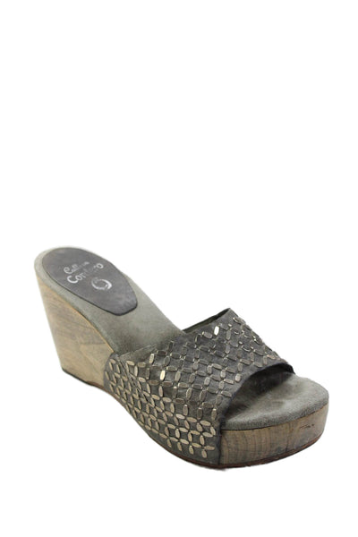 Callen Cordero Womens Suede Slip-On Wedge Sandals Gray Size 7