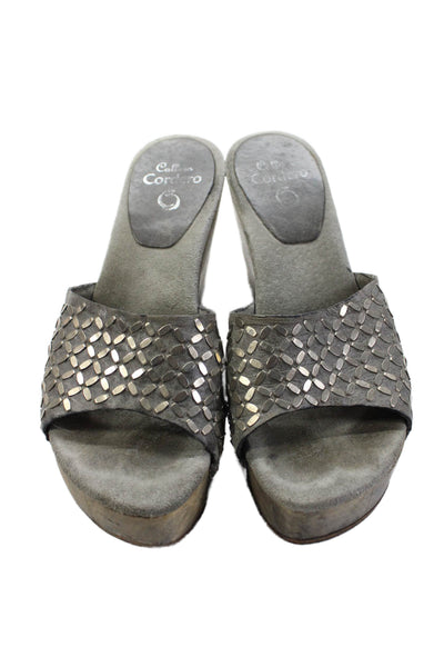 Callen Cordero Womens Suede Slip-On Wedge Sandals Gray Size 7