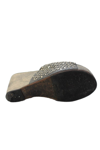 Callen Cordero Womens Suede Slip-On Wedge Sandals Gray Size 7