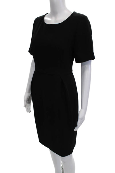 J Crew Womens Sheath Dress Black Short Sleeve Mid-Calf Size 8