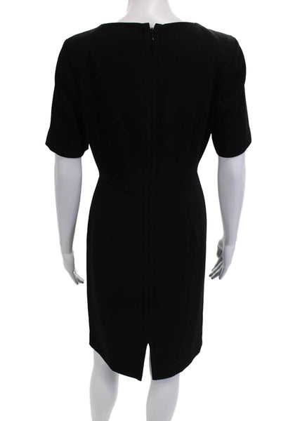 J Crew Womens Sheath Dress Black Short Sleeve Mid-Calf Size 8