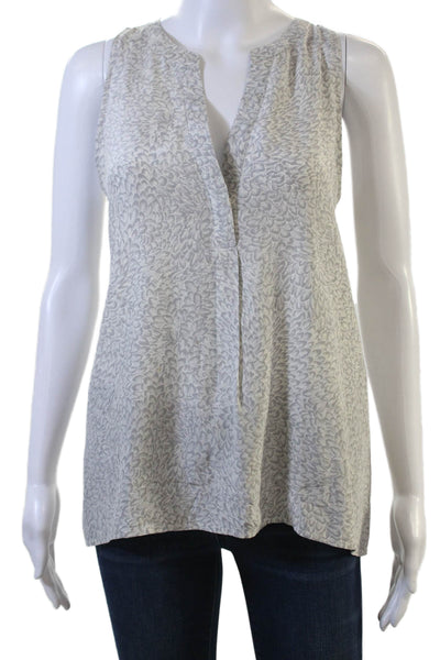 Joie Women Tunic Gray V-Neck Sleeveless Silk Floral Size M