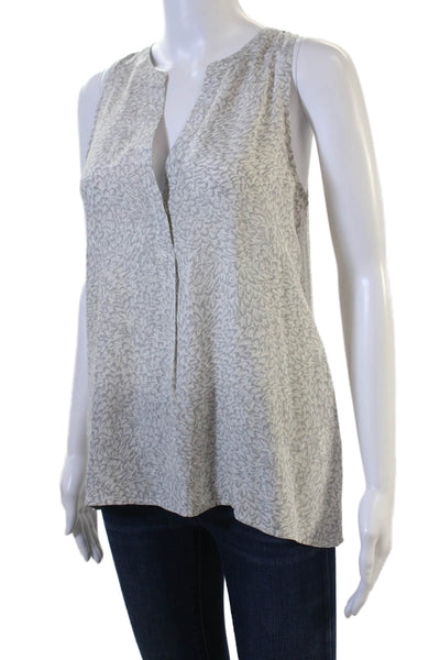 Joie Women Tunic Gray V-Neck Sleeveless Silk Floral Size M