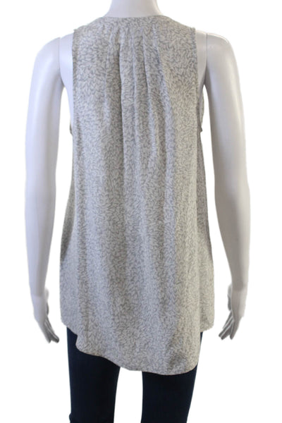 Joie Women Tunic Gray V-Neck Sleeveless Silk Floral Size M