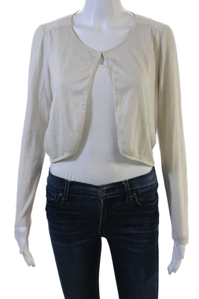 Lafayette 148 New York Women Beige Cardigan Hook & Eye Silk Cotton Size S