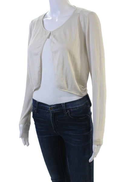 Lafayette 148 New York Women Beige Cardigan Hook & Eye Silk Cotton Size S