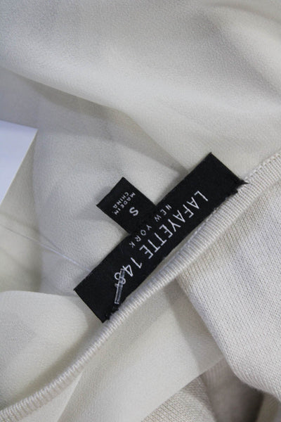 Lafayette 148 New York Women Beige Cardigan Hook & Eye Silk Cotton Size S