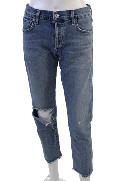 Citizens of Humanity Womens Blue Cropped Boyfriend Jeans High Rise Size 25