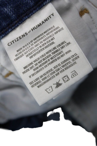 Citizens of Humanity Womens Blue Cropped Boyfriend Jeans High Rise Size 25