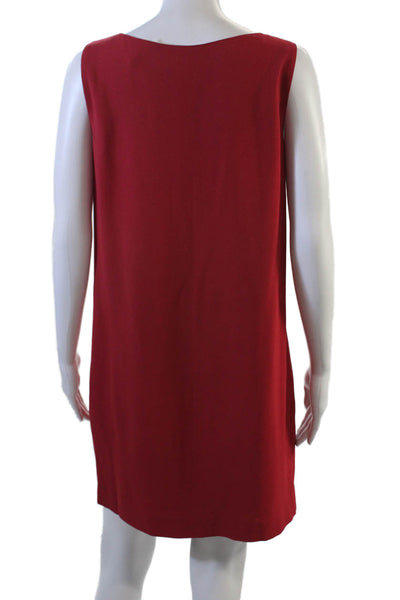 Theory Womens Red Shift Dress V-Neck Knee-Length Sleeveless Zip Size 4