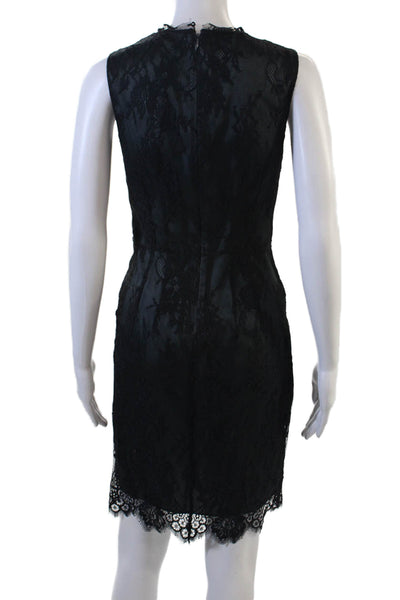 Elie Tahari Women Sheath Dress Black V-Neck Sleeveless Floral Silk Size 0