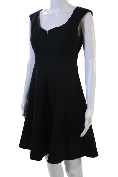 Nanette Lepore Women A-Line Black V-Neck Sleeveless Knee-Length Dress Size 4